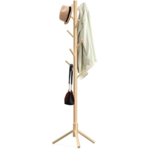 Adjustable Freestanding Wood Coat Rack W/8-Hooks