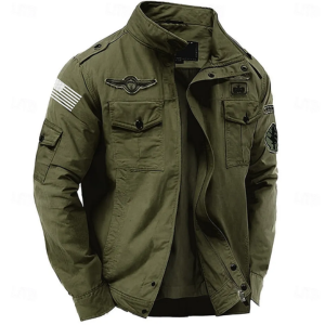 Men's Embroidered US Flag Military Jacket