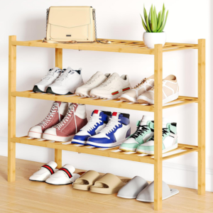 3-Tier Bamboo Stackable Shoe Rack Organizer