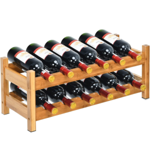 Bamboo 2-Tier 12-Bottles Wine Rack