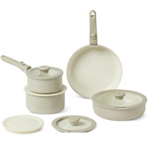 Amazon Basics 11-Piece Ceramic Pots & Pans Set w/Detachable Handle