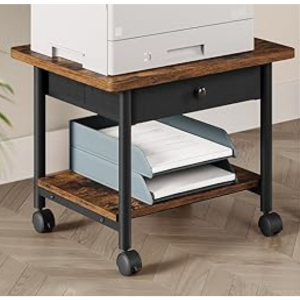 2-Tier Rolling Printer Stand w/Drawer