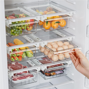 2-Pack Transparent Refrigerator Drawer Organizer