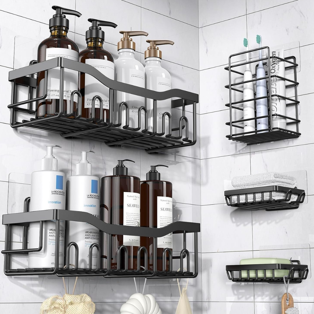 5-Pack Adhesive Stainless Steel Shower Caddy