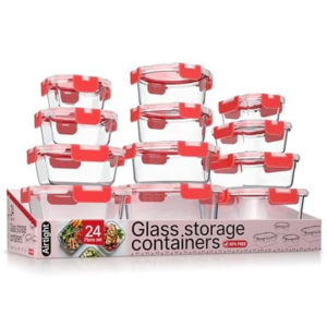 24-Piece Borosilicate Glass Food Storage Container Set