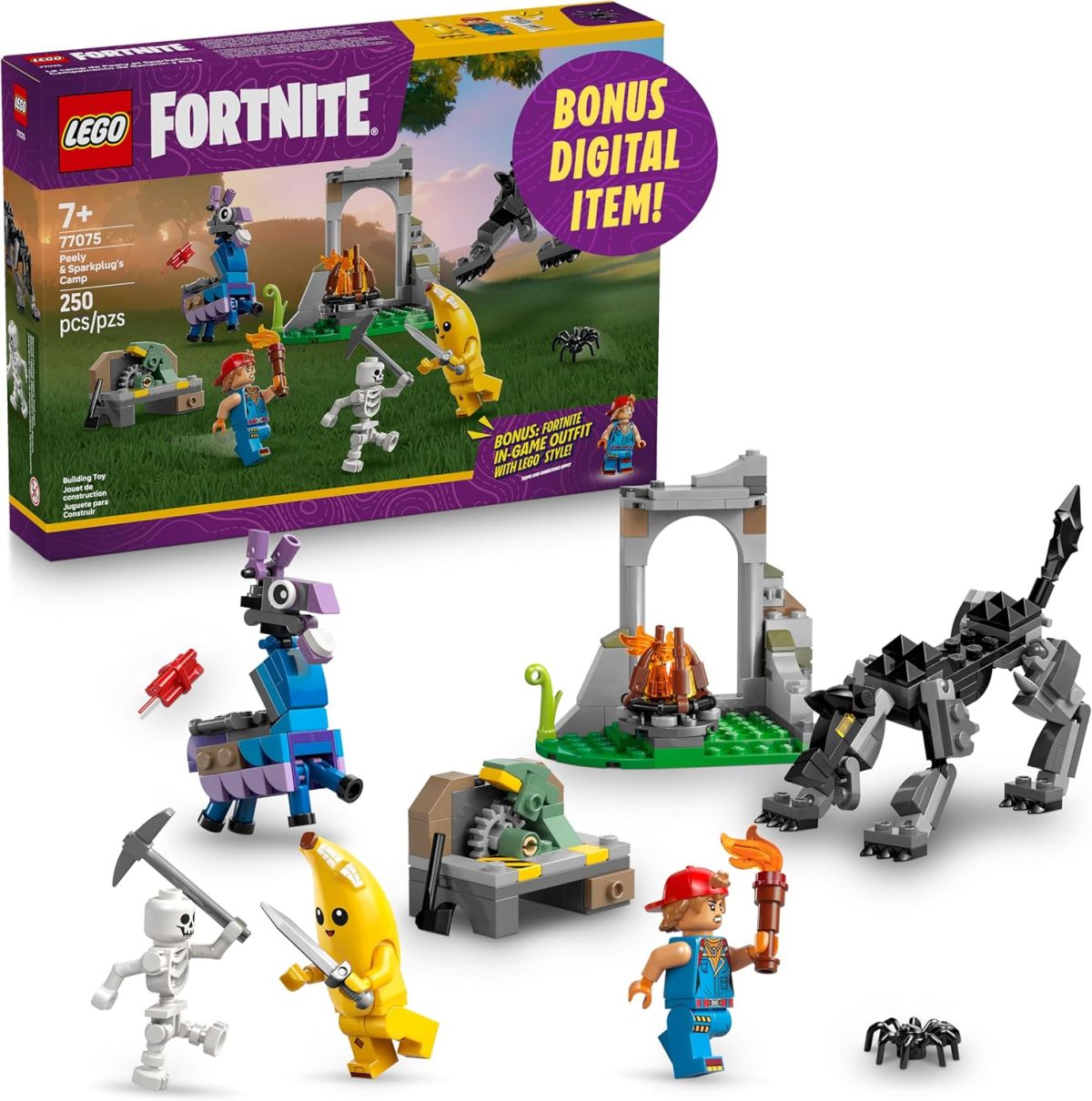 LEGO 250-Piece Fortnite Peely & Sparkplug Camp Building Set