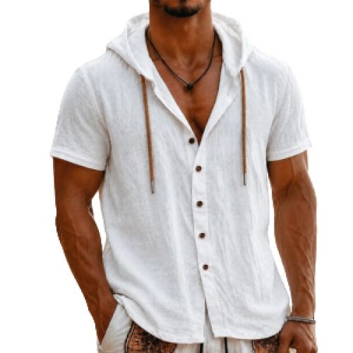 Men's Hooded Linen Shirt