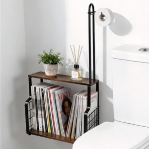 Wall Mount Toilet Paper Holder w/Shelf