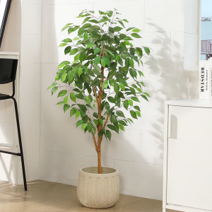 Artificial 4' Ficus Tree w/Natural Wood Trunk