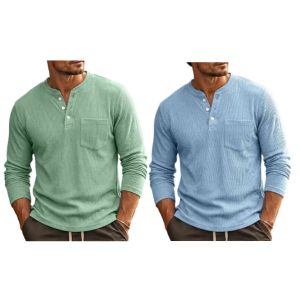 2-Pack Men's Corduroy Henley Shirt