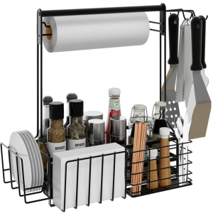 BBQ Grill Caddy w/Towel Holder & Hooks