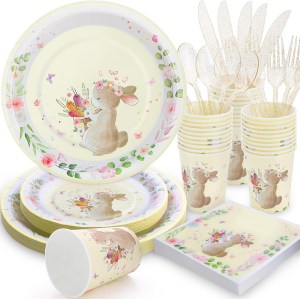 168-Piece Easter Paper Dinnerware Set