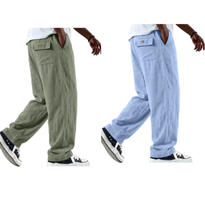 2-Pack Men's Lightweight Cotton-Linen Pants