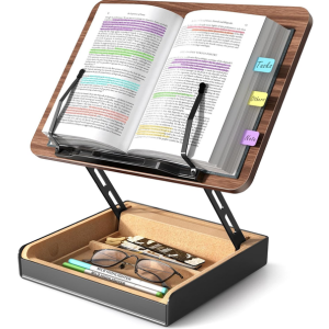 Wood Book Stand w/Storage