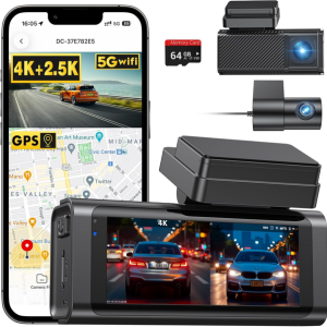 4K+2.5K Dual Dash Camera w/GPS & 64GB Card
