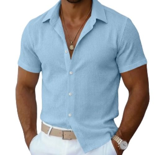 Men's Waffle Texture Shirt