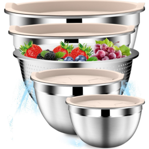 5-Piece Stainless Steel Mixing Bowl Set w/Lids
