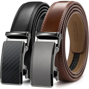 2-Pack Adjustable Men's Leather Ratchet Dress Belt