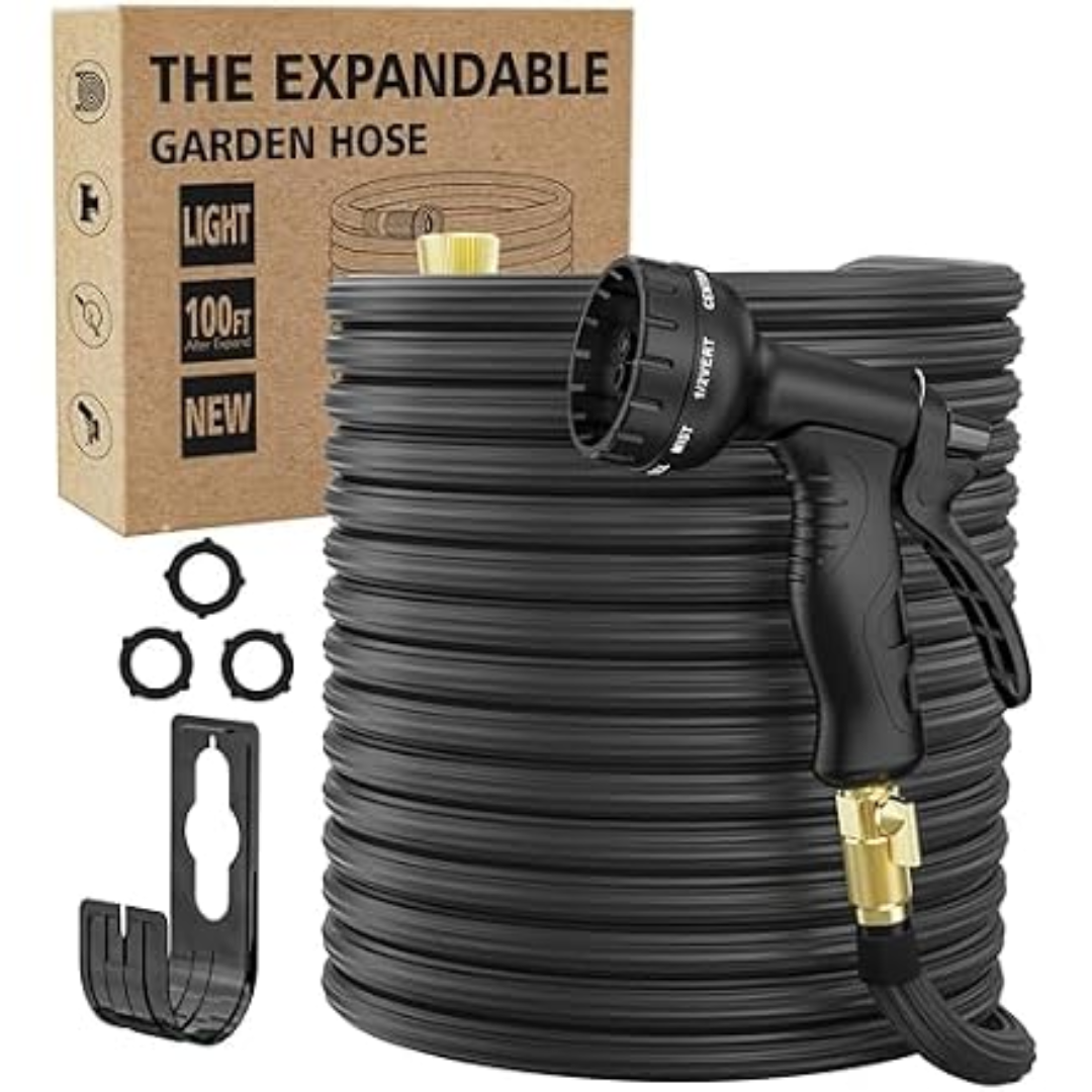 Expandable 100' Garden Hose w/Nozzle