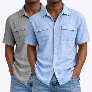 2-Pack Men's Linen Button-Up Shirts