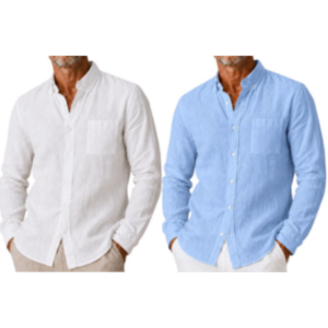 2-Pack Men's Cotton Linen Shirts