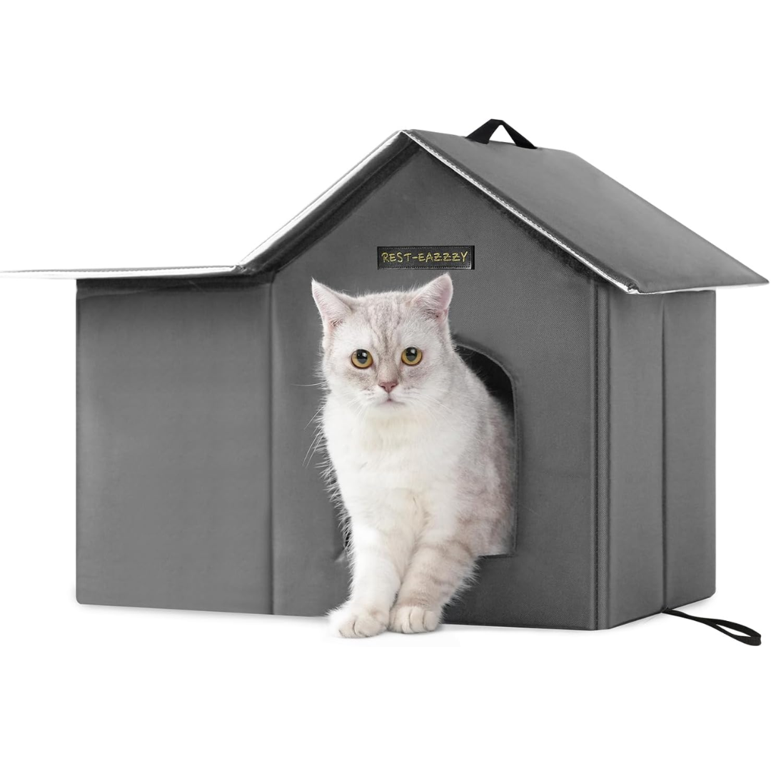 Weatherproof Insulated Cat House w/Mat & Clip