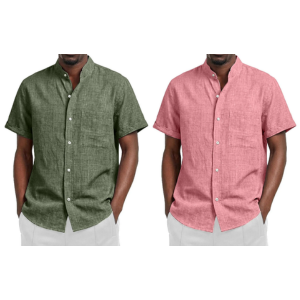 2-Piece Men's Linen Button-Up Shirt