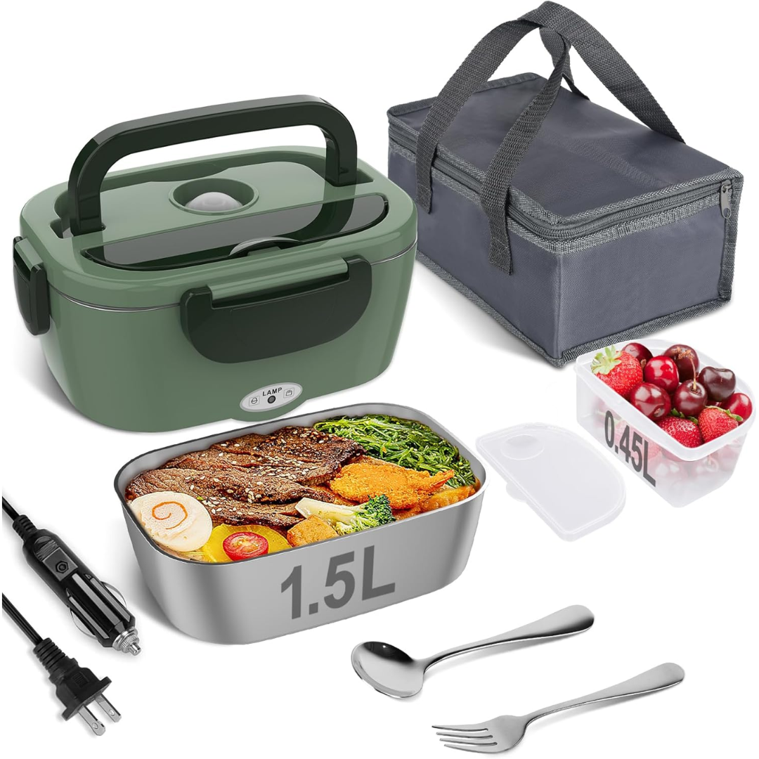 Electric 1.5L Lunch Box w/ Fork & Spoon