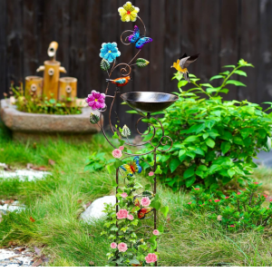 Metal 57'' Bird Bath w/Trellis