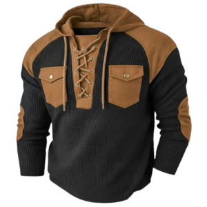 Men's Hooded Waffle Henley Shirt