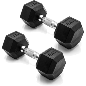 CAP 20lb Rubber Coated Hex Dumbbells Set