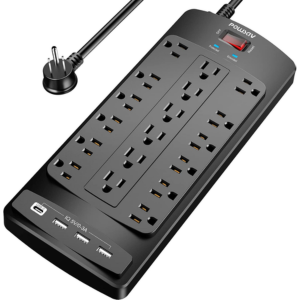 18-Outlet 6' Plug Surge Protector w/ 4 USB Ports