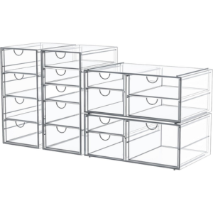 4-Pack 16-Drawer Acrylic Desk Organizers