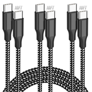 3-Pack 10' Fast Charging USB C Cables