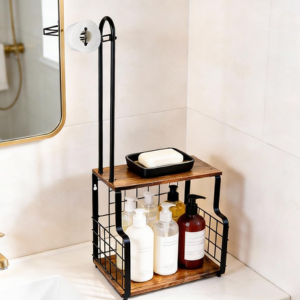 Wall Mount Toilet Paper Holder w/Shelf