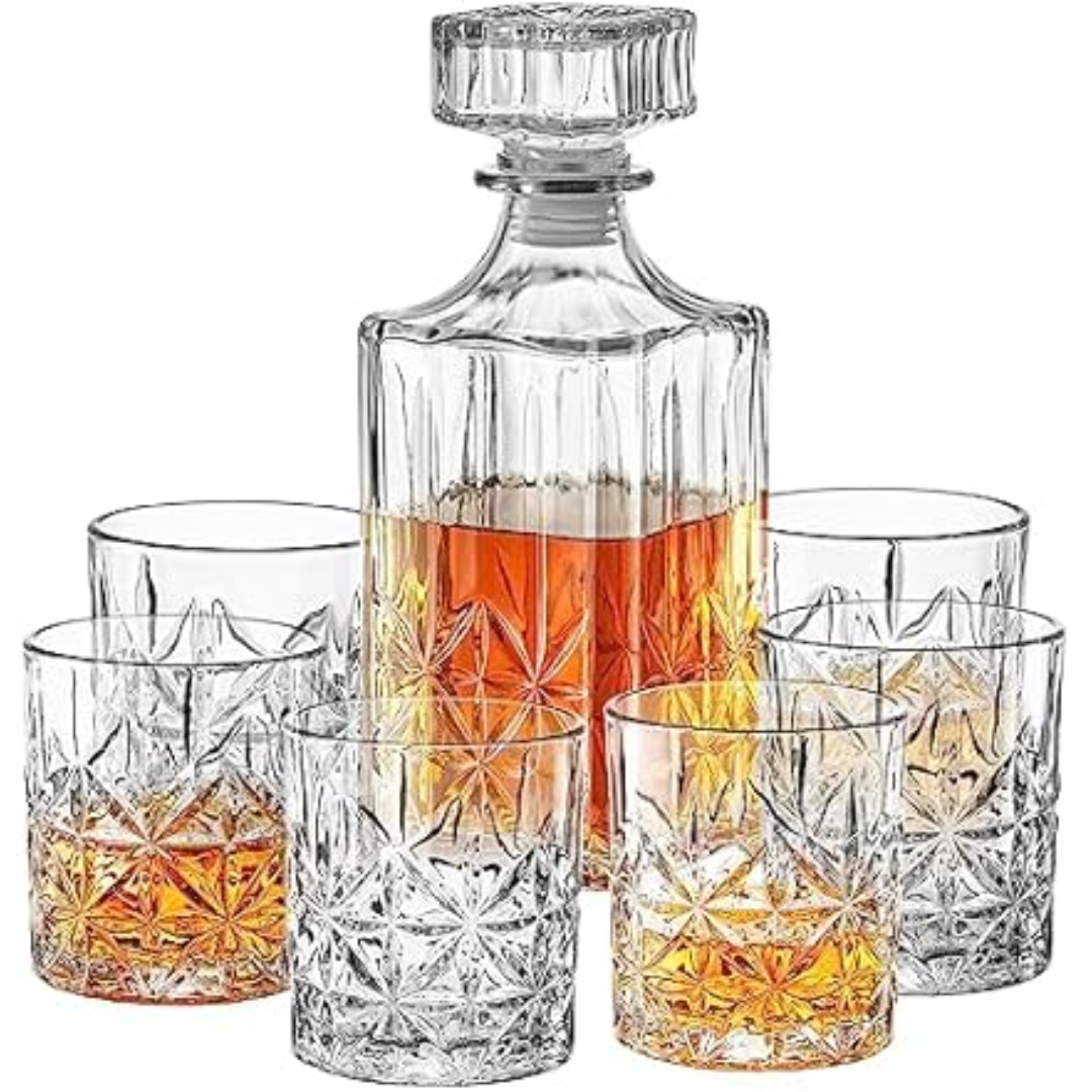 7-Piece Whiskey Decanter & Glass Set
