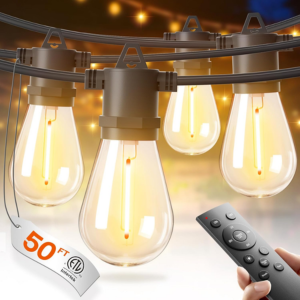 Addlon 50' LED Outdoor Bulb String Lights w/Remote