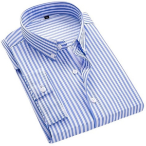 Men's Striped Button Down Dress Shirt