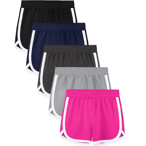 5-Pack Girls Athletic Quick Dry Shorts