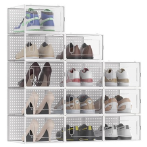 12-Pack Clear Stackable Shoe Boxes