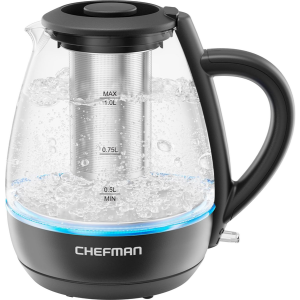 Chefman 1L Electric Glass Kettle w/Tea Infuser