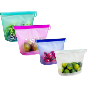 4-Pack Reusable Silicone Food Storage Bags