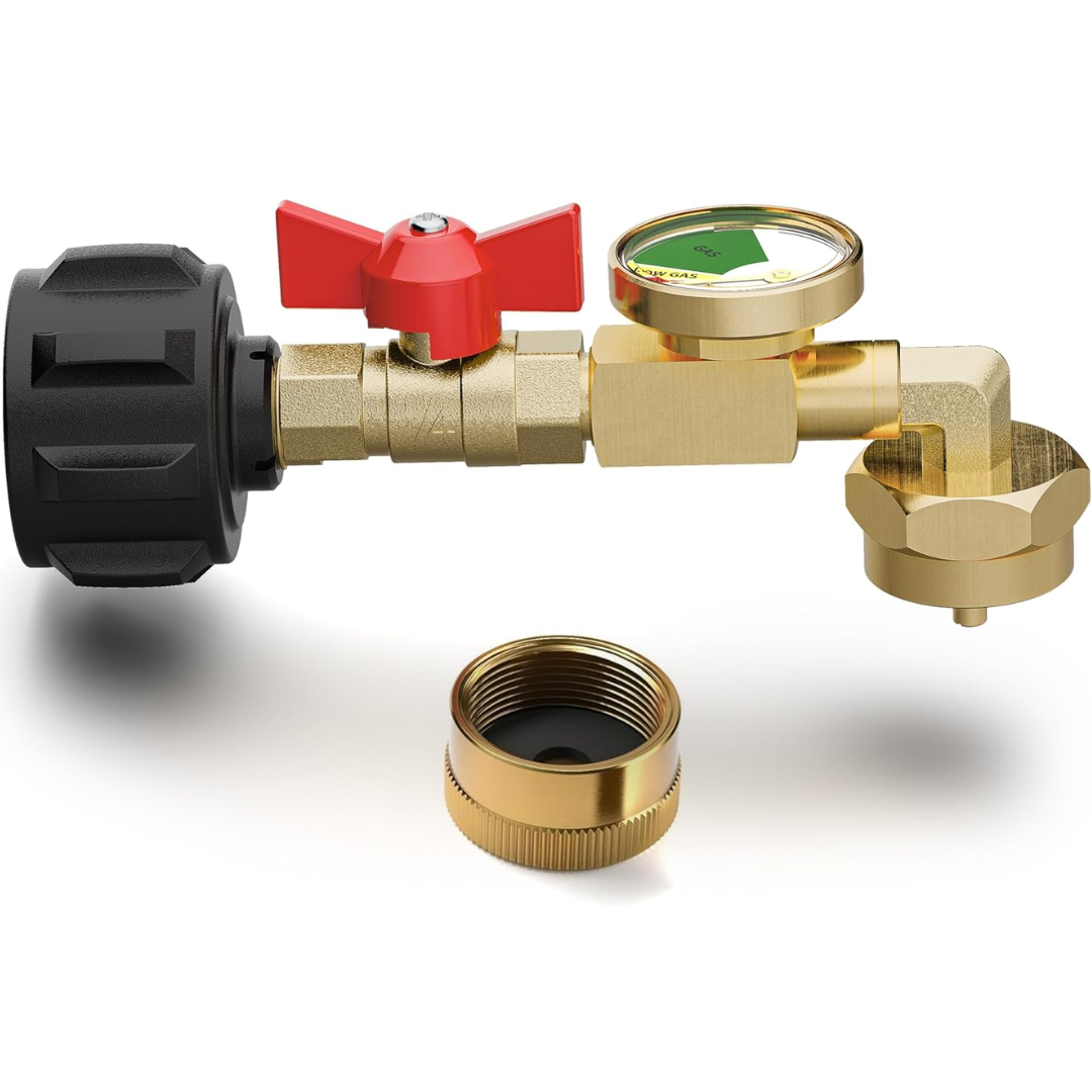 Propane Refill Adapter Converter w/Valve & Gauge