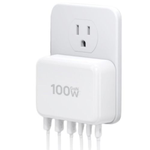 Flat 6-Port USB 100W Wall Charger