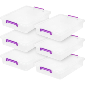 IRIS 6-Pack 6Qt. Plastic Stackable Storage Container Bins w/Lids