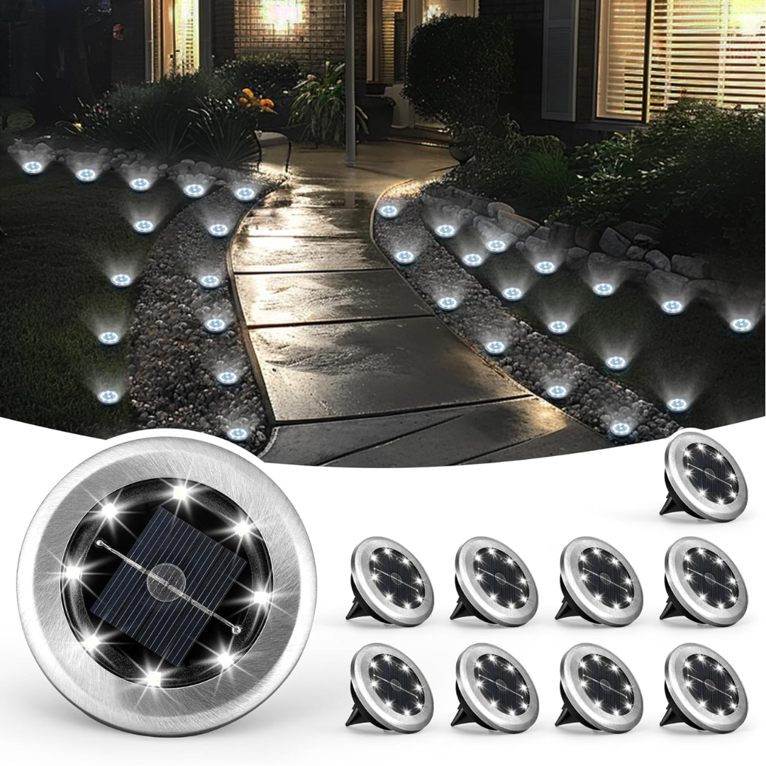 10-Pack Mini Solar Pathway Lights