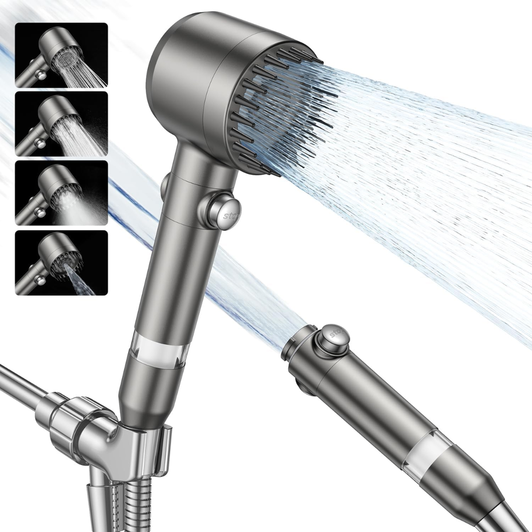 Handheld 4-Spray Mode Shower Head w/Hose