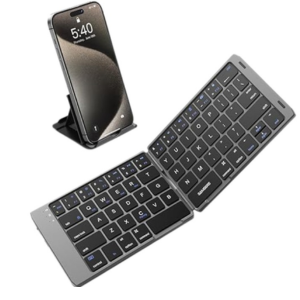 Rechargeable Folding Bluetooth Keyboard w/Phone Holder