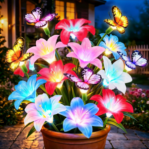 4-Pack Solar Lily Color-Changing Garden Light