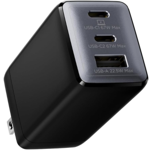 Wedgear 3-Port 67W USB-C GaN Fast Charger w/Foldable Plug